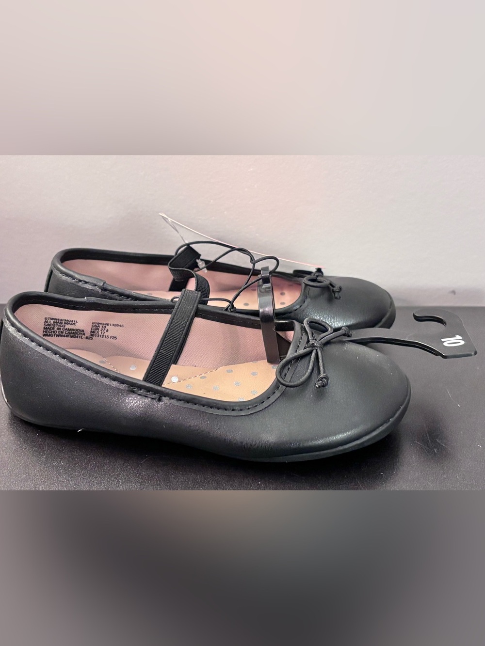NWT Wonder Nation black flats size girl 10